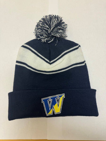 H - Blue and White Winter Hat "W"